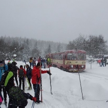 Odjezd vlaku ze stanice Nové Město.